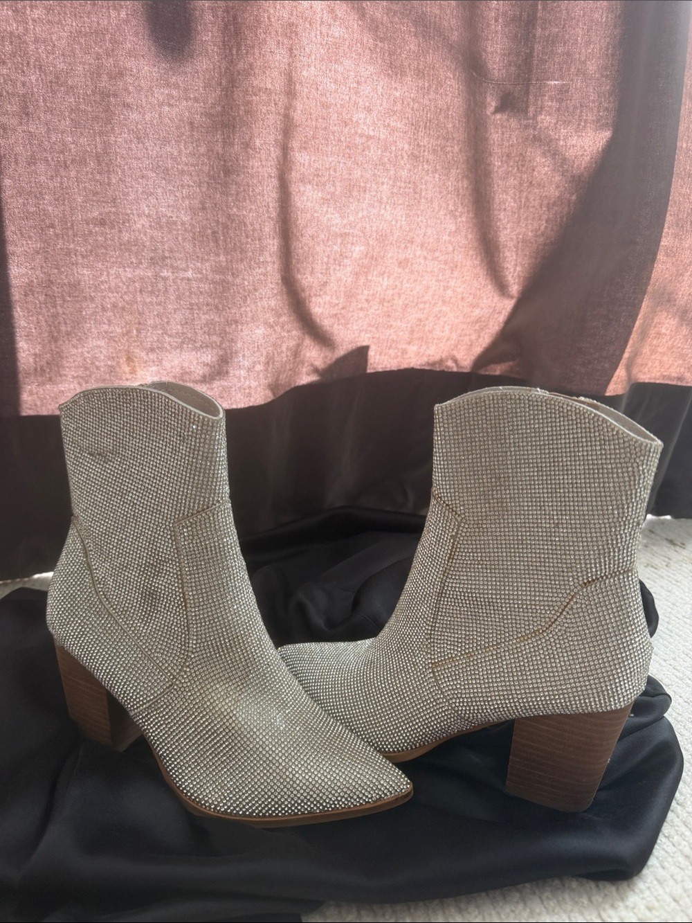 Embellished Cream Ankle Boots